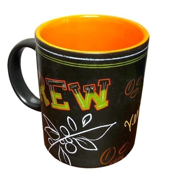 Starbucks Other - Starbucks 2007 12 oz coffee mug chalkboard black and orange